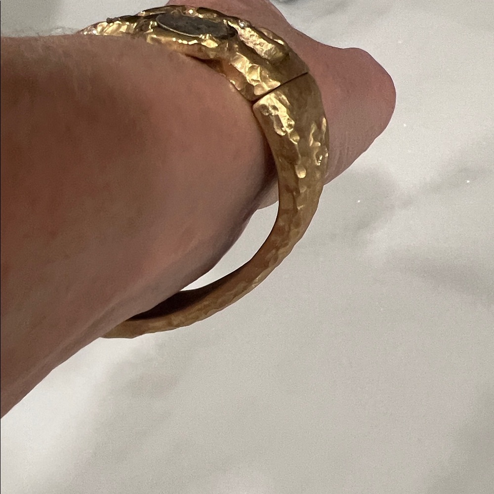 Gold Capri 3 Row Coin & Crystal Pavé Bangle - Picture 8 of 9